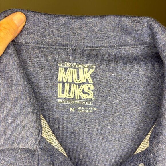 THE ORIGINAL MUK LUKS NEW Shacket Womens M Blue Long Sleeve Pocket - Picture 5 of 5